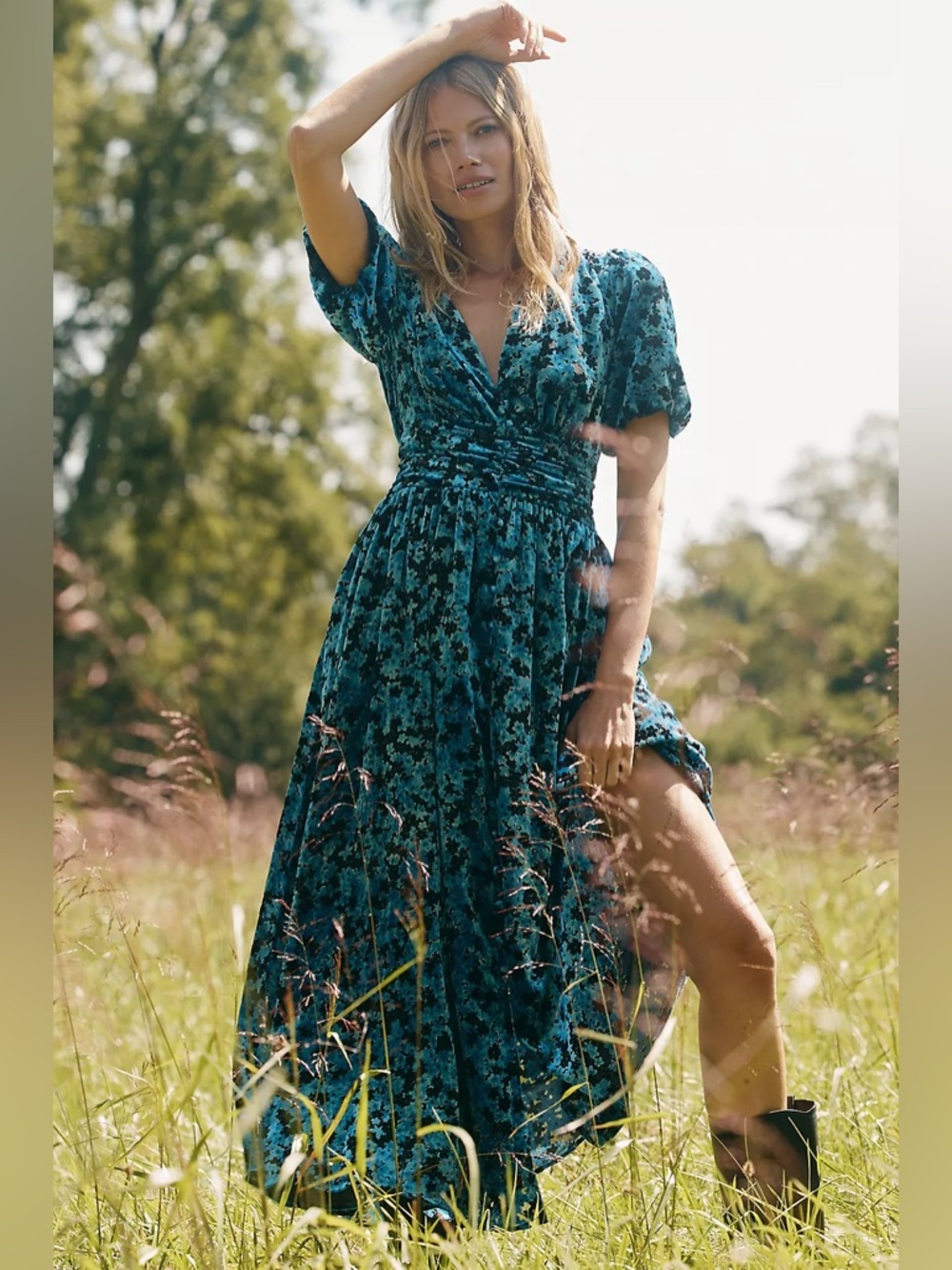 Anthropologie Katerina Velvet Edition Button Front Midi Dress NWT